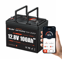 Baterai LiFePO4 Mini Enlzh 12.8V 100Ah, Baterai Lithium Pintar Bluetooth dengan Pemanasan Otomatis, Mendukung Penyimpanan Energi Seri 4S