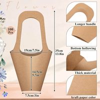 Sac d'emballage pour fleurs en papier kraft brun avec logo personnalisé en gros, sac de transport pour bouquet de fleurs, sac cadeau pour mariage