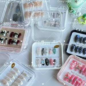 ขายส่งเล็บปลอมแบบกดติด ลายดอกไม้ 3 มิติ ทรงอัลมอนด์ขนาดกลาง 10 ชิ้น ลายตาแมว อะคริลิค ทำมือ พร้อมกาว - Product Image 3