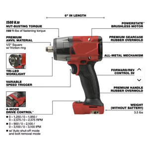 Llave Eléctrica Automática de Velocidad Variable, 1500nm de Torque, Herramientas Eléctricas de Grado Industrial y para Bricolaje, para Llave de Impacto WKC de 1/2 pulgada - Product Image 2
