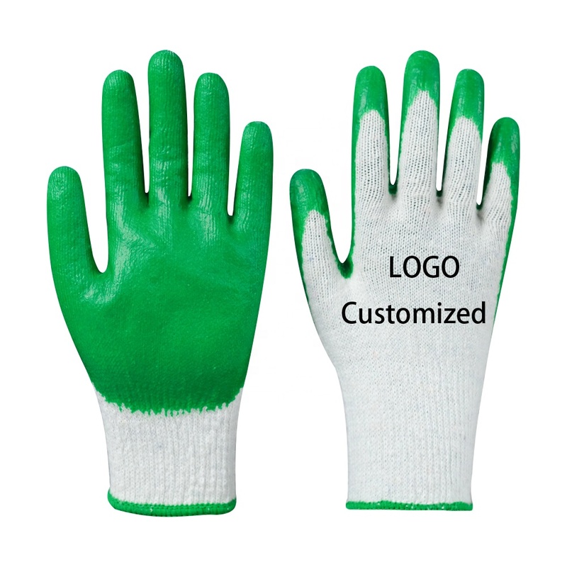 Factory Customized Green Safety Gloves Cotton