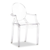 Chaise de salle à manger en plastique transparent de style nordique avec accoudoirs et dossier pour une utilisation moderne et simple à la maison dans le salon