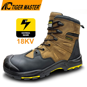 Chaussures de sécurité électriques imperméables Tiger Master en cuir nubuck, semelle en caoutchouc PU HRO, embout en fibre de verre, anti-perforation, isolation 18kV - Product Image 1