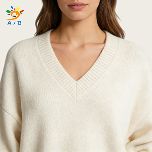 Nuovo Maglione da Donna 2026 in Misto Poliestere, Nylon e Lana, Scollo a V, Lavorato a Maglia, Casual, Tinta Unita, Stile Semplice, per Uso Quotidiano - Product Image 3