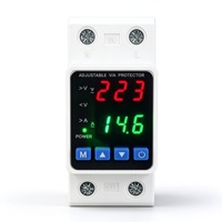 Protecteur de tension et de courant réglable sur rail DIN AC 220V 2P, dispositif de protection contre les surcharges, les surtensions et les sous-tensions