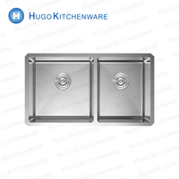 Évier de cuisine fait main en acier inoxydable 32*19 pouces double cuvette antirouille multifonctionnel sans robinet fournisseur direct