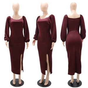 Sharee – robe en mousseline de soie pour femme, tenue élégante et décontractée, Sexy, dos nu, fendue, couleur unie, mode 2022 - Product Image 6