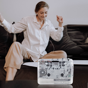 Máy nghe nhạc Cassette Walkman kiểu cổ điển, trong suốt, có đèn nhấp nháy, bán buôn OEM - Product Image 5