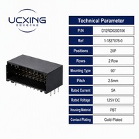 Conector de cable a placa D1200 de 20 pines, ángulo recto de 90 grados, paso de 2.5 mm, 5A 125V, OEM ODM, muestra disponible