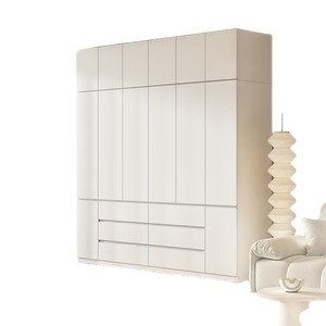 Armoire Moderne Minimaliste Grande Capacité avec Portes Battantes Sans Poignée, Meuble de Rangement de Chambre Anti-Humidité et Compartimenté - Product Image 5
