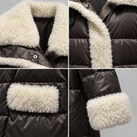 Manteau matelassé en duvet de canard marron foncé personnalisé avec col en fourrure, 90 % duvet de canard, manches longues, pour femme, idéal pour l'hiver et le quotidien en extérieur