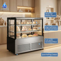 Vitrine professionnelle de présentation de pâtisseries en verre plat avec refroidisseur puissant et système de dégivrage intégré en acier inoxydable