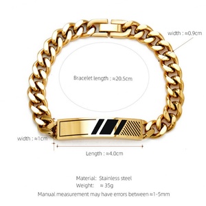 Custom 316l Stainless Steel <b>Men</b> Bracelet Engrave 14k 18k Gold Plated Fashion Chain Link Bracelets <b>for</b> <b>Men</b> - Product Image 6