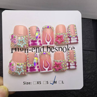 Ongles pressés faits à la main en ABS de forme bec de canard aux couleurs éblouissantes, 10 pièces, faux ongles pour les doigts, styles de design uniques