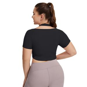 Soutien-gorge de sport respirant à séchage rapide, taille européenne plus grande, 4XL, soutien moyen, manches courtes, simple, en élasthanne/nylon - Product Image 6