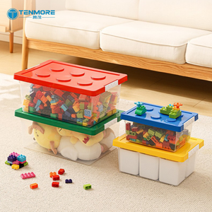 Conteneur de rangement empilable pour blocs de <span class=keywords><strong>construction</strong></span> avec plaque de base, boîte de rangement pour jouets d'enfants - Product Image 2