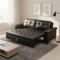Canapé-lit moderne italien pour salon, luxe léger, cuir noir, télécommande, canapé-lit 2 places pour la maison