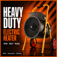 Ventilateur électrique industriel autoportant 30KW 15KW 220V 380V, chauffage à air forcé portable avec roues