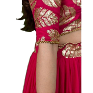 Elegant <b>Pink</b> Sequin Embroidered Georgette Lehenga Choli Superb Engagement Wear for Women for Evening Occasions - Product Image 1