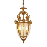 Lanterne suspendue LED vintage personnalisable en cuivre doré avec abat-jour en verre, lampe de salle à manger de luxe en laiton, lustre