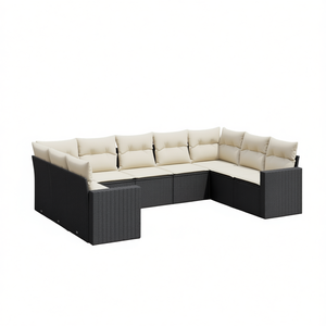 Modular Black Pe Rattan Garden <b>Sofa</b> <b>Set</b> Outdoor Furniture Contemporary Design High Density Foam Cushions - Product Image 1