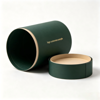 Boîte Cadeau Cylindrique de Luxe Vert Foncé en Papier Artistique Gaufré, Tube Personnalisé avec Logo pour Emballage Premium de Thé, Café et Snacks