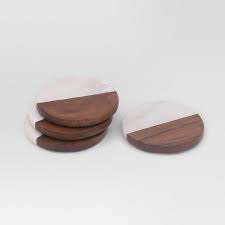 Posavasos de madera y mármol de alta calidad, posavasos de madera y mármol pulido brillante para posavasos de escritorio - Product Image 2