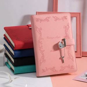 Cuaderno Personalizado A5 de Tapa Dura en Cuero PU con Juego de Bolígrafos, 100 Hojas, Diseño con Candado de Corazón, Diario Grueso, Regalo para Viajes y Escritura - Product Image 1