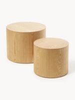 Ensemble de tables basses cylindriques modernes, placage de chêne MDF, sans assemblage, plusieurs tailles, disponibles séparément pour le salon