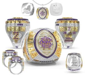 Bagues de championnat de baseball personnalisées tendance pour jeunes, en alliage de zinc plaqué or rose, pour anniversaire - Product Image 3