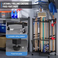 Étagères utilitaires en métal pour garage, organisateur d'outils noir avec crochets et étagère moderne pour le rangement extérieur robuste dans le jardin ou la ferme