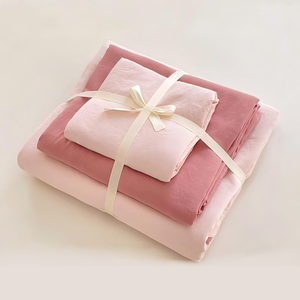 Set Quattro Pezzi in Cotone Organico Reversibile Poliestere/Cotone per Hotel e <span class=keywords><strong>B</strong></span>&<span class=keywords><strong>B</strong></span>, Set Tre Pezzi in Cotone Lucidato, Copripiumino, Lenzuolo in Bambù 200TC - Product Image 4