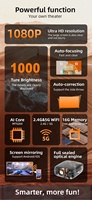 Proyector de Video Full HD 1080P 4K para Cine en Casa, WiFi, 3D, Inteligente, para Exteriores, 1000ANSI, Tiro Corto, Cine con Luz Diurna