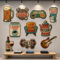 Panneau décoratif mural rétro, enseigne publicitaire steampunk, art mural métallique personnalisé, cadeau promotionnel pour salon professionnel