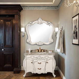 Châu Âu cổ điển thiết kế cổ phòng tắm vanities đồ nội thất bằng gỗ rắn với tủ đá cẩm thạch cho khách sạn và biệt thự - Product Image 6