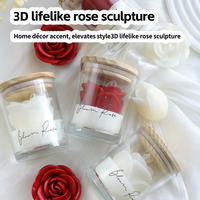 Bougie en cire de soja en forme de rose avec étiquette personnalisée, bougie parfumée en verre transparent de luxe pour la décoration de la maison, bougie originale