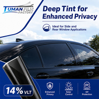 Película Metálica Reflectante para Ventanas de Automóviles Tuman Deep Privacy Solar Control con 14% VLT, 90% UVR, 50% IRR para Vidrios de Vehículos