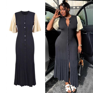 Robe longue en satin à imprimé floral pour femme, élégante et décontractée, avec manches courtes et boutons sur le devant - Product Image 1