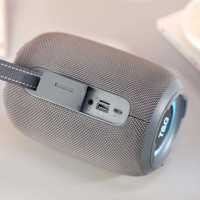 Enceinte Bluetooth AliSelect TG699 avec subwoofer, éclairage d'ambiance LED RGB, système audio compact 15W, portable pour extérieur avec poignée et lumière