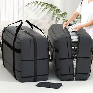 Sac de rangement pour couettes et literie, grande capacité, imperméable, portable, résistant à l'usure, sac de voyage en non-tissé, forme cubique - Product Image 1