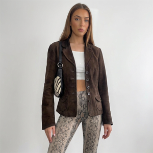 Women's Double-Breasted Genuine Sheepskin Winter <b>Blazer</b> <b>Jacket</b> Autumn Green Suede Plain Dyed Solid Pattern <b>Leather</b> <b>Jackets</b> - Product Image 6