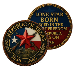 Moneta Commemorativa da Collezione in Bronzo Anticato, Artigianato Metallico a Tema Stato del Texas, Forgiata nel Fuoco della Libertà - Product Image 1