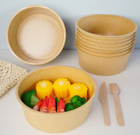 Tazón de Papel Kraft Ecológico de Grado Alimenticio con Laminación Brillante, Estilo Moderno para Carne Fresca, Mariscos y Salmón