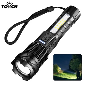 Lampe <span class=keywords><strong>torche</strong></span> haute puissance avec LED latérale <span class=keywords><strong>rouge</strong></span>, éclairage de travail, zoom, mise au point, rechargeable, <span class=keywords><strong>torche</strong></span> manuelle avec affichage de la puissance - Product Image 1