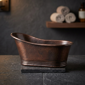 Baignoire en métal artisanale avec finition patine antique pour la maison, le spa, l'hôtel, baignoire autoportante en cuivre ovale - Product Image 2