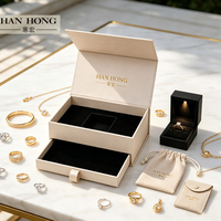 Boîtes à bijoux rigides pliables magnétiques personnalisées avec logo, pour colliers et bagues de luxe, emballage de bijoux faits à la main, avec éclairage LED