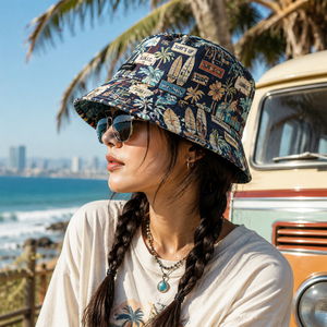 All Seasons Sublimation Printing Reversible Fishing Sun Hat Twill Polyester Material