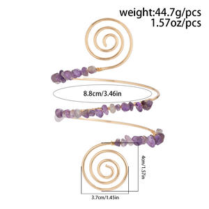 I-0980 rétro bras ouvert Bracelet à la mode gravier perlé spirale ligne bijoux de corps principalement en alliage pour les fêtes - Product Image 4