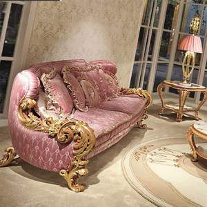 Sofá de lujo elegante <span class=keywords><strong>Rosa</strong></span> tradicional Cor De <span class=keywords><strong>Rosa</strong></span>, sofás seccionales de estilo europeo, juego de sala de estar de madera de pavo de un lugar - Product Image 5
