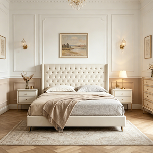 <span class=keywords><strong>Lit</strong></span> rembourré de luxe en velours personnalisé avec rangement Canopy Cloud, disponible en tailles Simple, Double, Queen, King, et en version moderne avec cadre en bois - Product Image 2